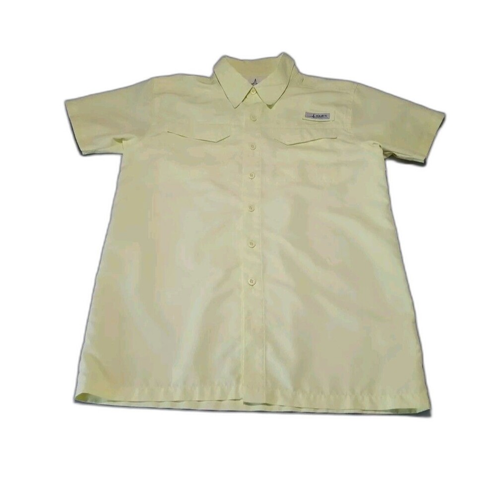 Habit Youth XL Outdoor Fishing Boating Summer Sun Protection Fabric Shirt Yellow